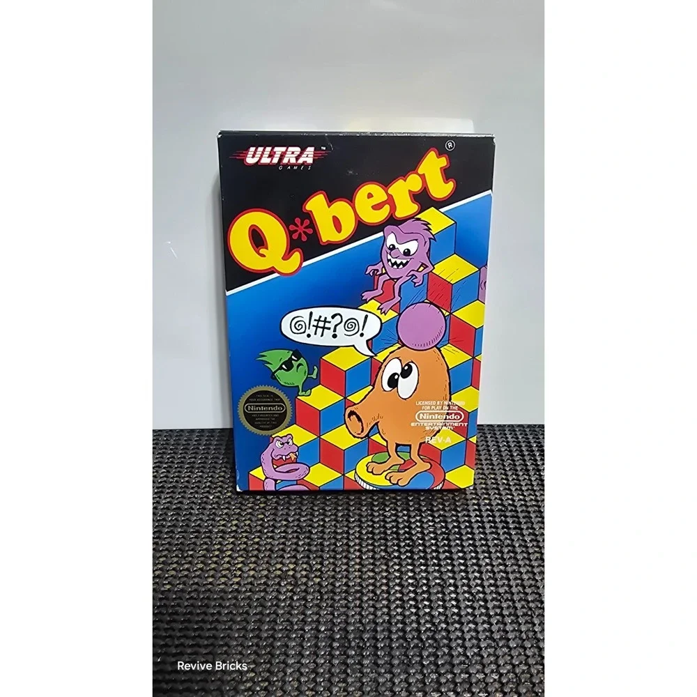 Qbert (Nintendo Entertainment System, 1989) Game & Box No‎ Manual Tested Great
